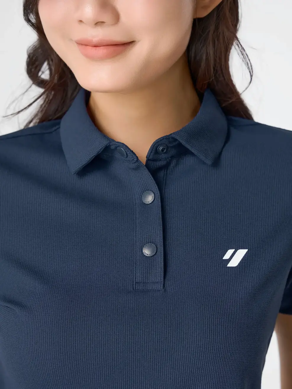 Áo Polo Nữ Thể Thao Phối Bo Tay - Navy 005 - S