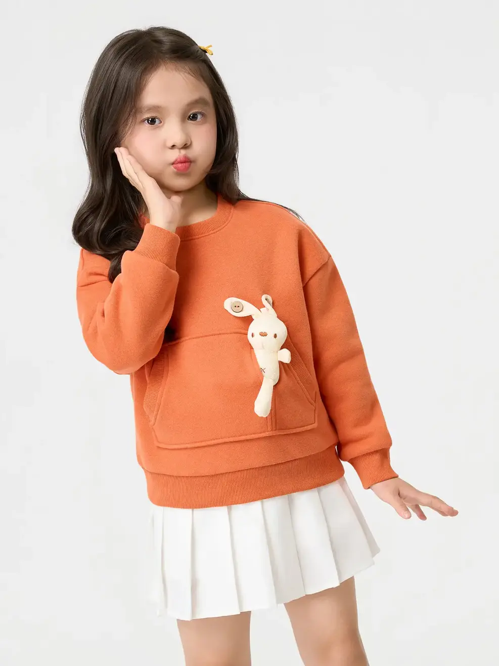 Áo Nỉ Túi Thỏ - Cam 043 - 128