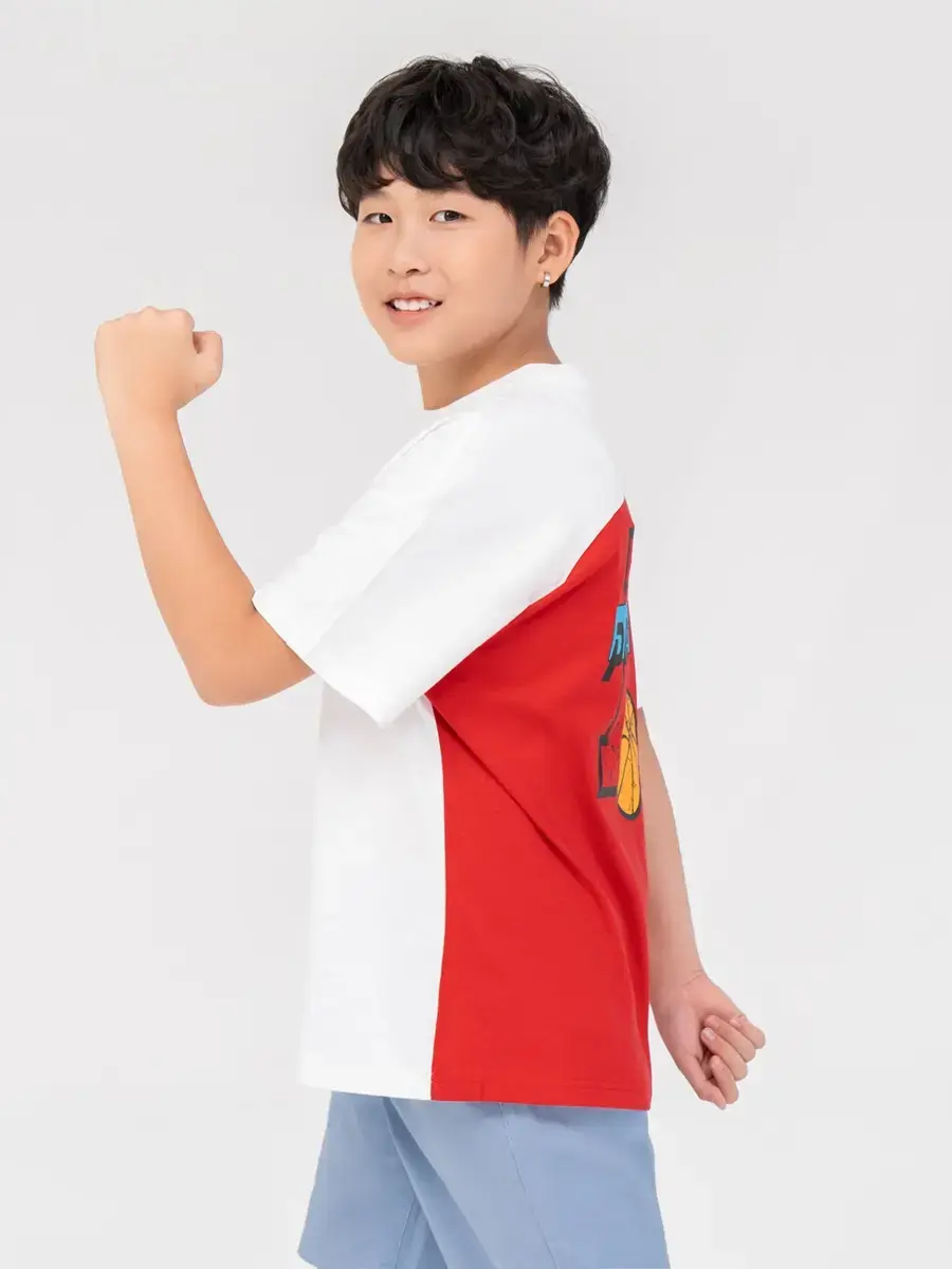 T-shirt Kid Lớn In Prince - Trắng phối đỏ - 10