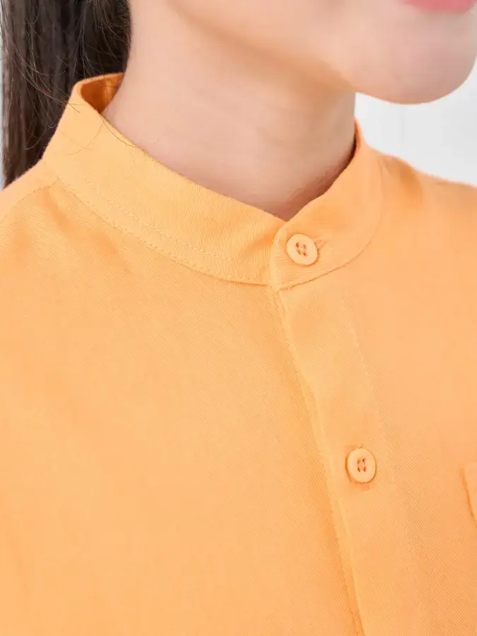 Sơ Mi Kid In Hình Tay Liền - Cam - 4-5