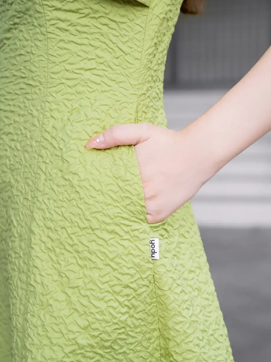 Váy Dáng Xoè Vạt Nơ Ngực Áo - Xanh lơ - S