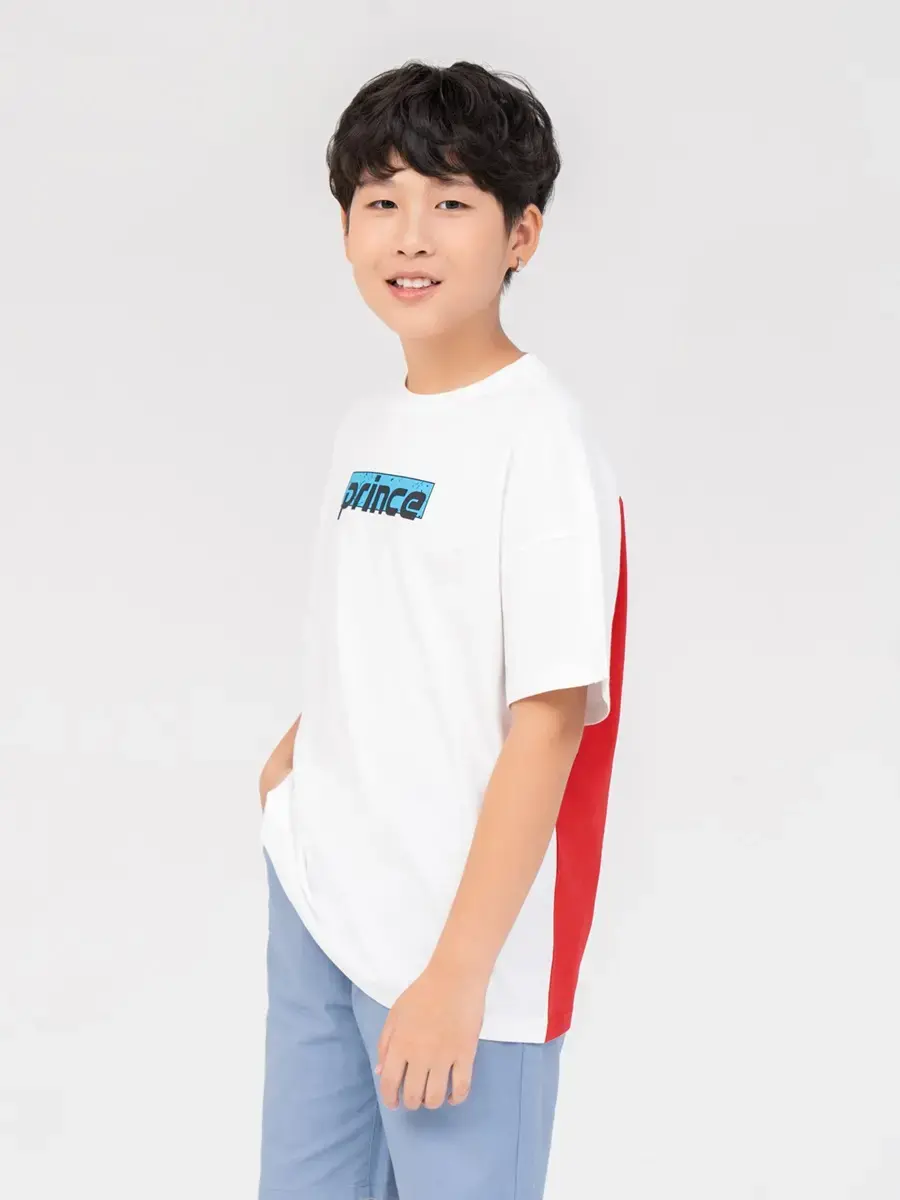 T-shirt Kid Lớn In Prince - Trắng phối đỏ - 10