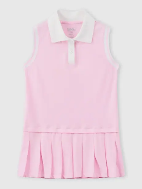 Váy bé gái xếp li cổ polo