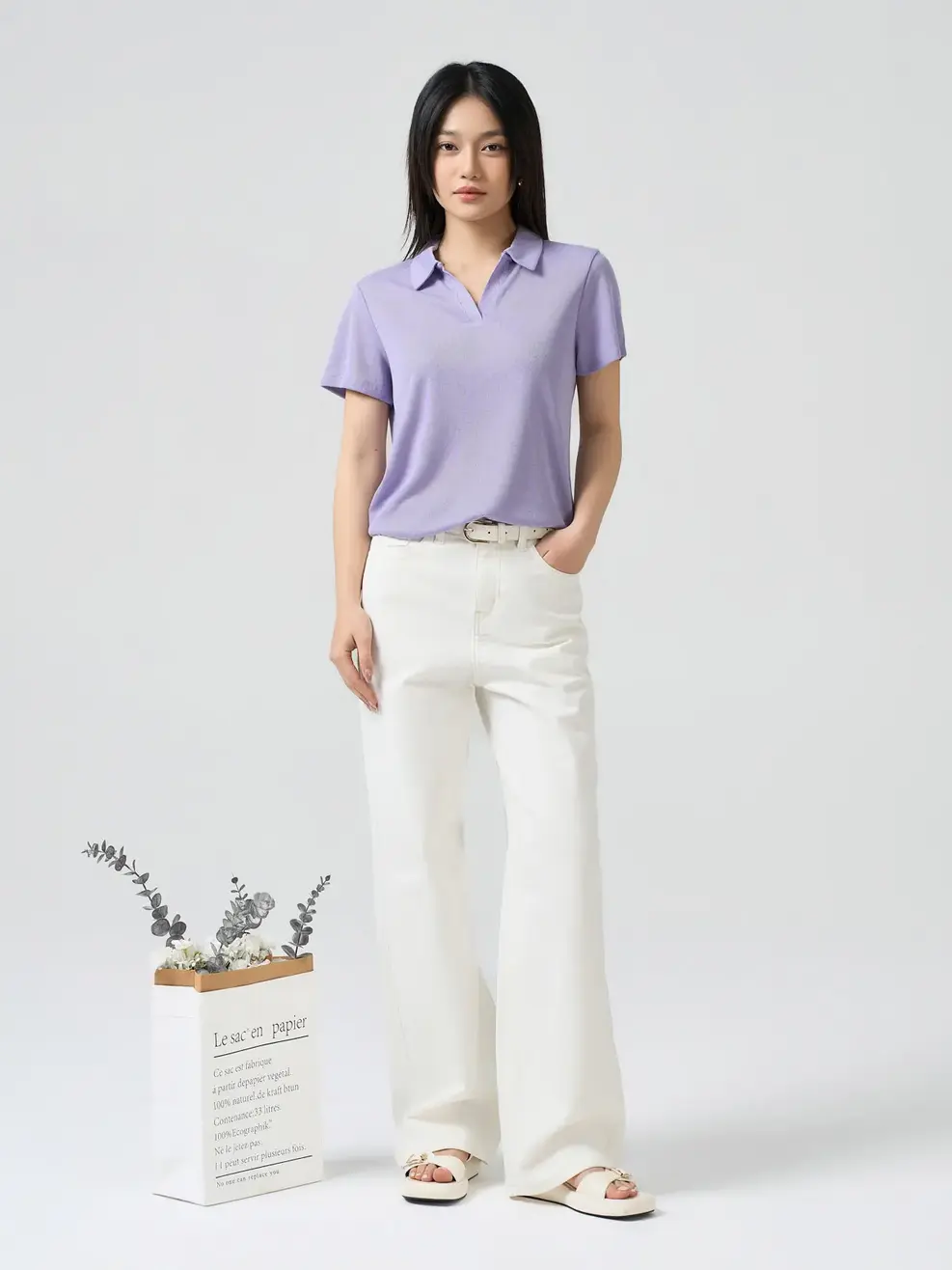 Áo Polo Dệt Họa Tiết - Màu tím 001 - M