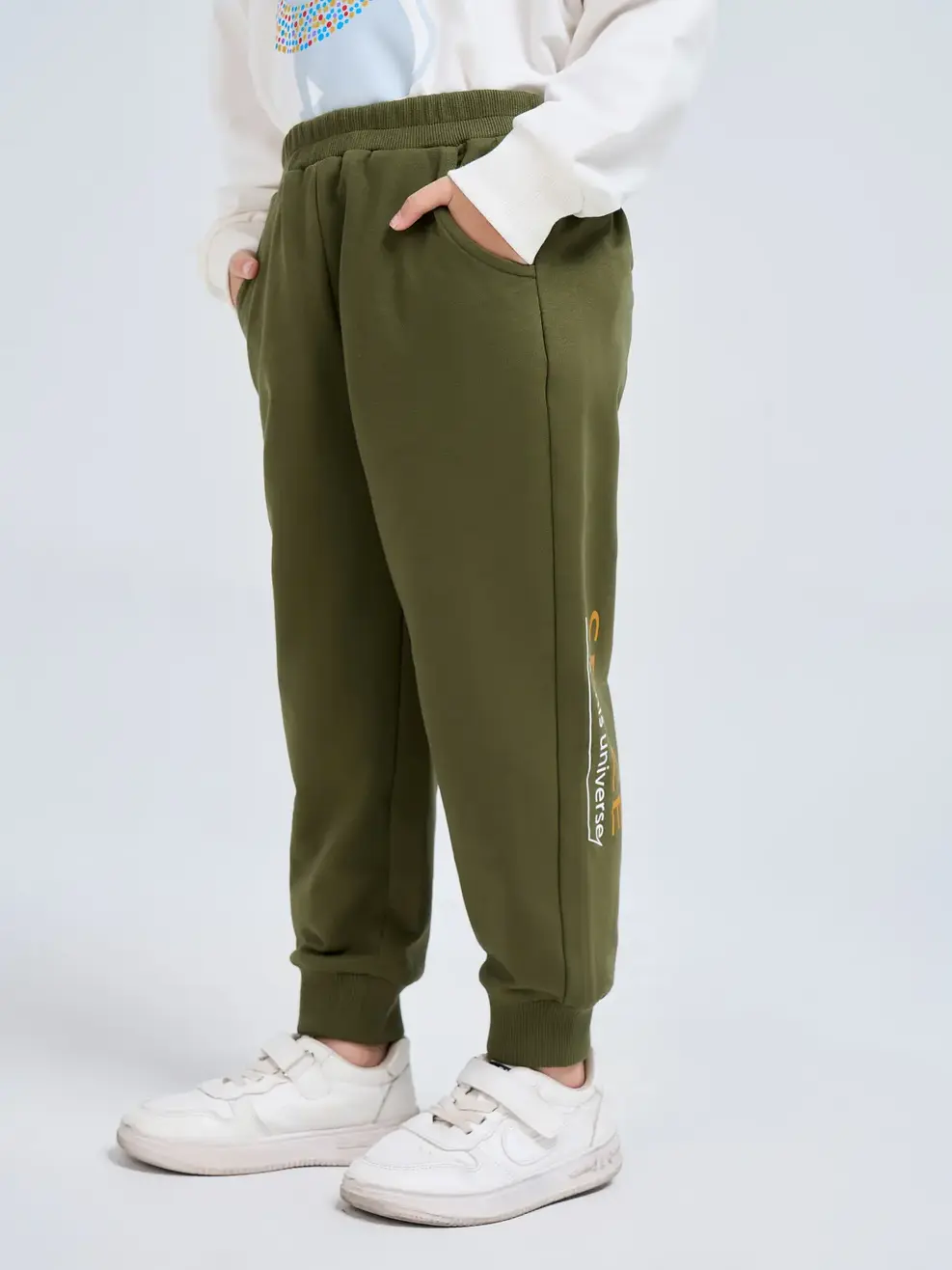 Quần nỉ kid in sườn - Rêu - 2