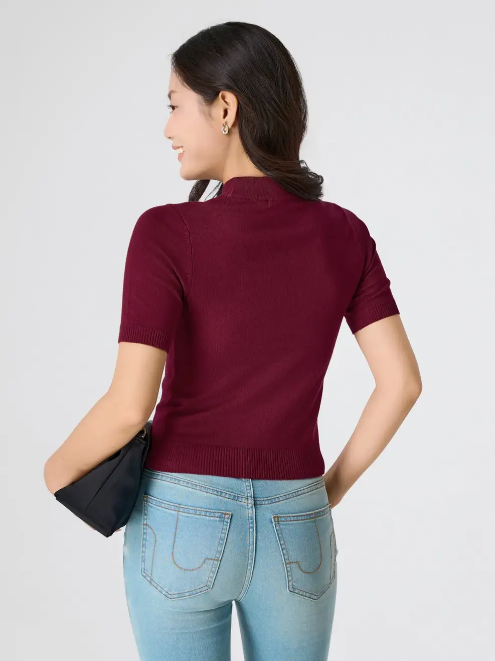 Áo Len Nữ Ngắn Tay Bo Gấu - Đỏ 033 - M