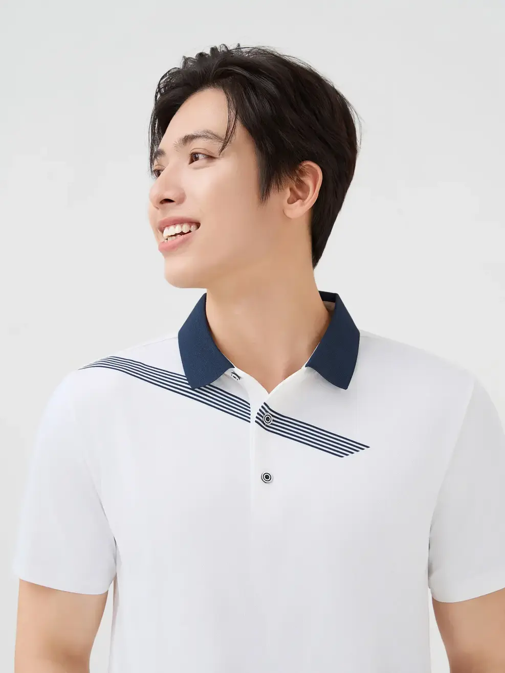 Áo Polo Nam Phối Cổ Thân Có In - White 004 - S