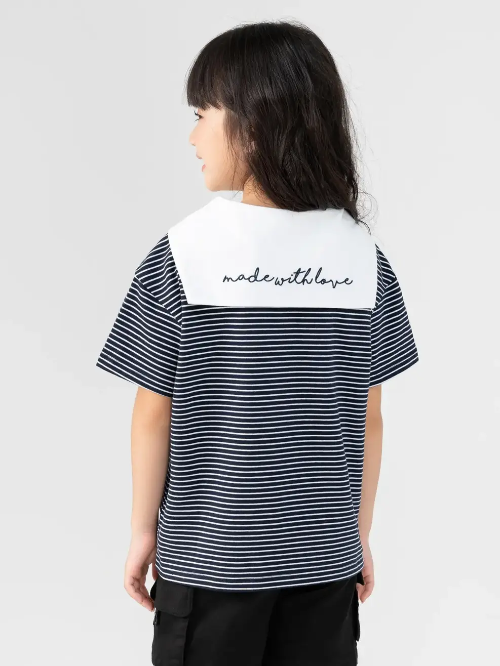Áo Thun Trẻ Em Cổ Thủy Thủ - Kẻ navy - 2