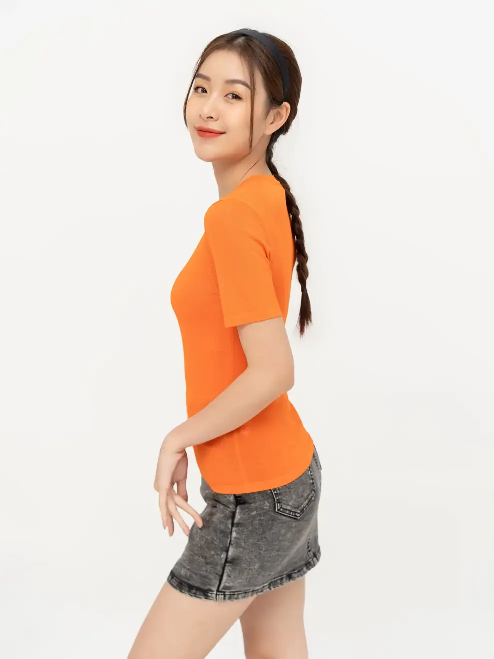 Áo Thun Nữ Dệt Thoáng Khí - Cam - S