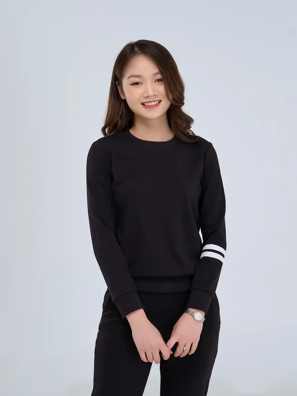 Bộ da cá phối bo - Đen - S