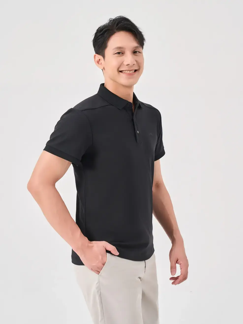 Áo Polo Nam Cafe Tổ Ong Nẹp Cúc (apm7125) - Đen 001 - M