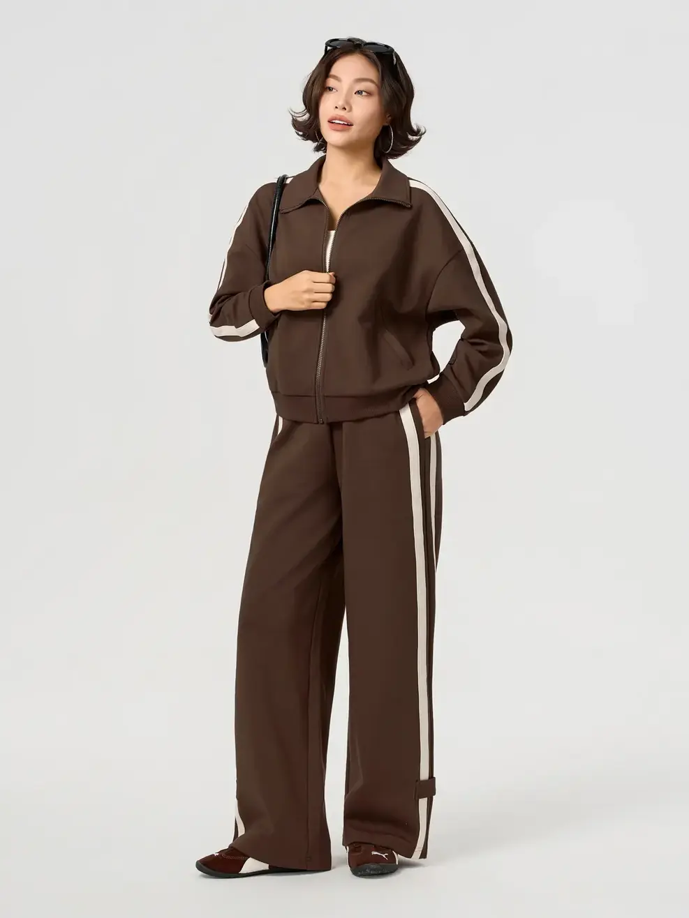 Bộ Đồ Nữ Áo Khoác Phối Màu - NÂU 147 - S