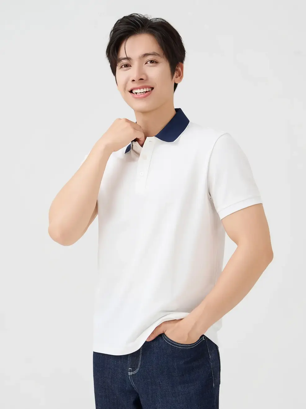 Áo Polo Nam Ngắn Tay Cổ Phối Bo - Trắng 001 - M