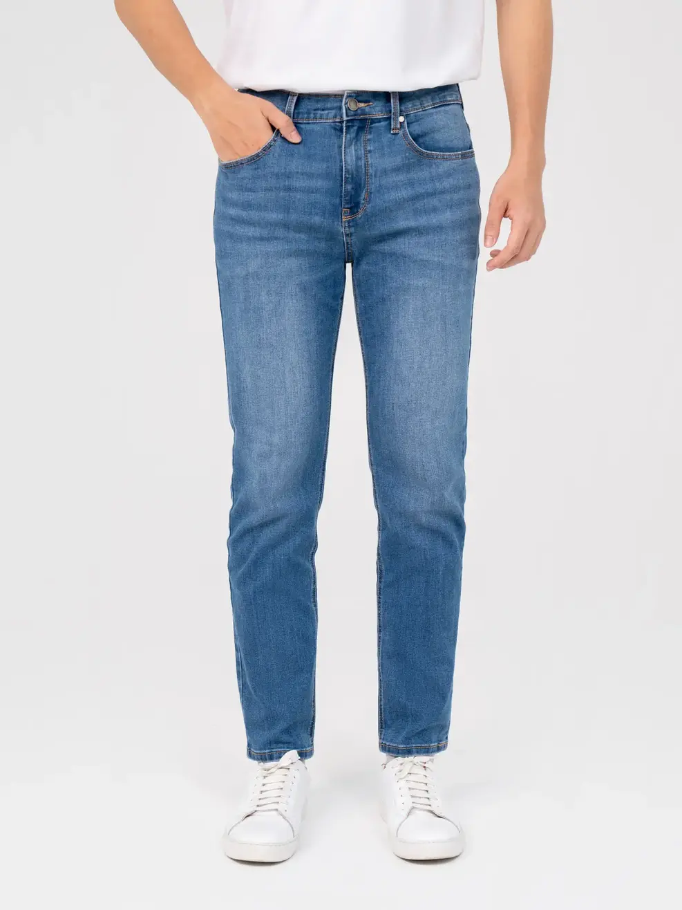 Quần Jeans Nam Slim Fit Coolmax Mác Kẹp Yody Denim - Xanh nhạt - 28