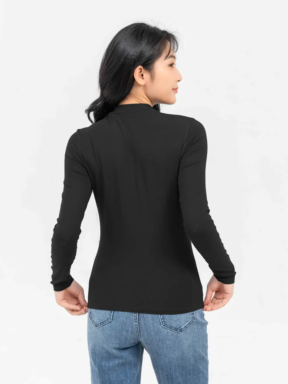 Áo Thu Đông Nữ Cổ 3cm - Đen - S