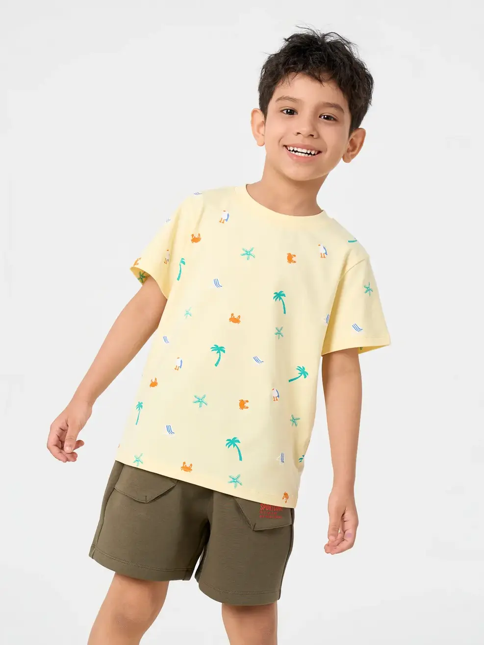 Quần Shorts bé trai túi ốp kidult club - RÊU 035 - 110