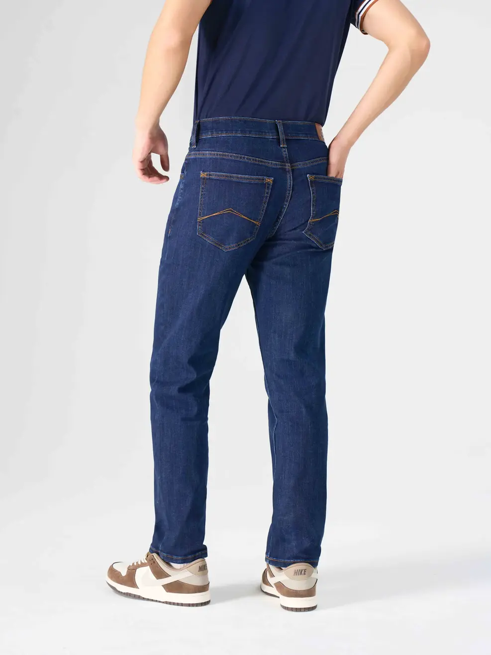 Quần Jeans Nam Regular Scafe Thêu Túi - Xanh đậm - 28