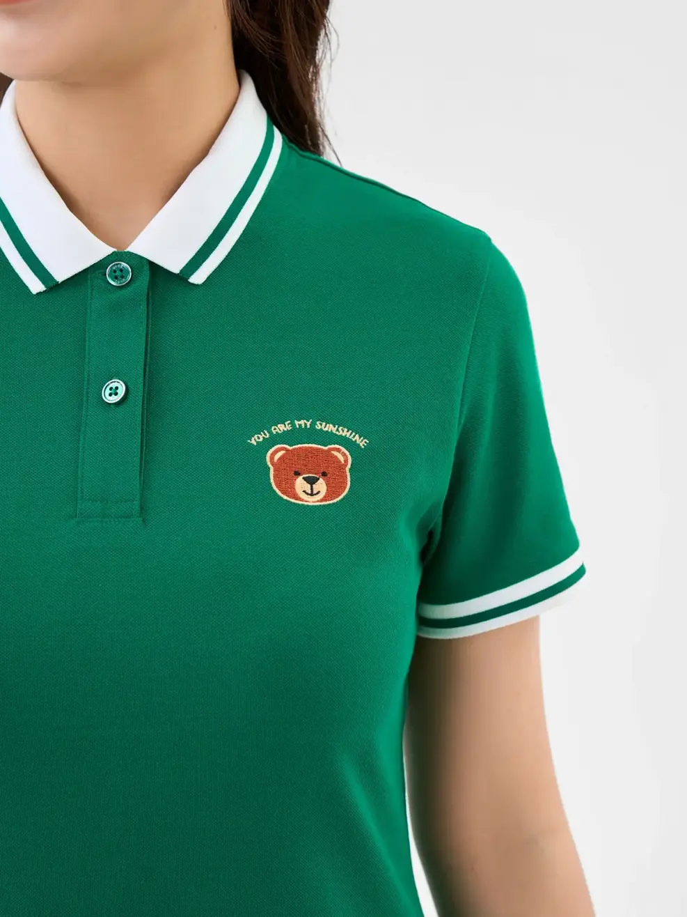 Đầm Polo Nữ Sorona Thêu Gấu - Xanh Lá - S