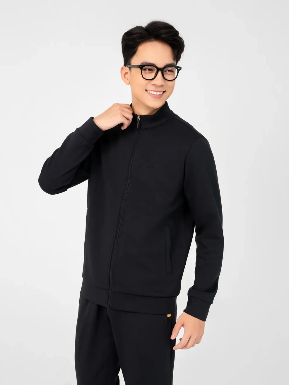 Áo Khoác Nỉ Thể Thao Nam Double Face Smart - Đen - 2XL