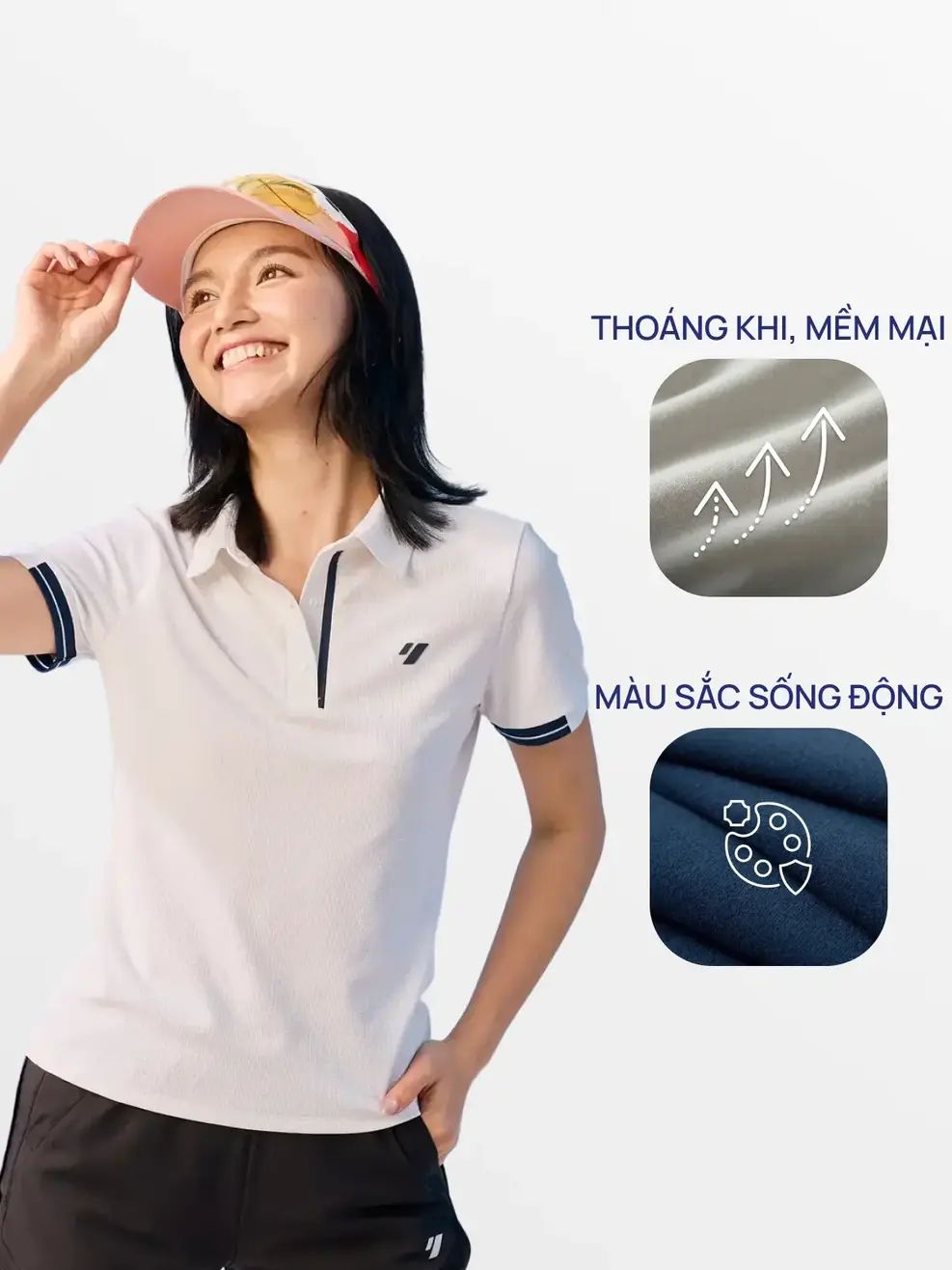 Áo Polo Thể Thao Waffle Phối Nẹp - White 004 - XS
