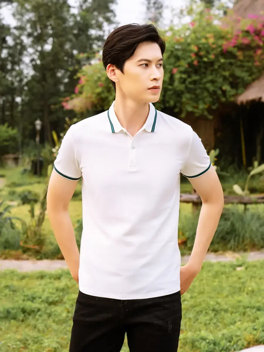 Áo polo nam mắt chim bo dệt nổi - Trắng - 3XL