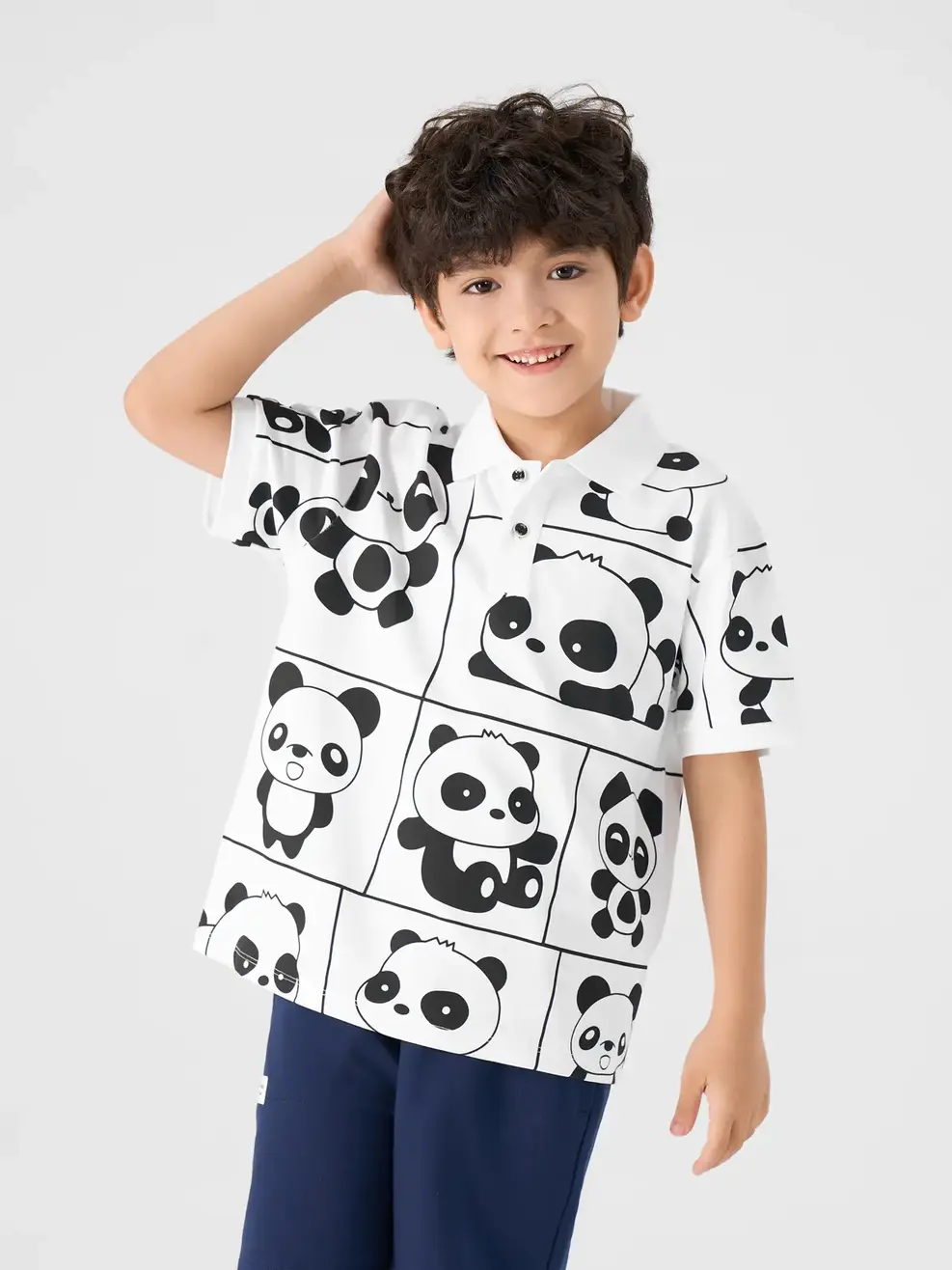 Áo Polo Trẻ Em In Tràn - Trắng - 2-3