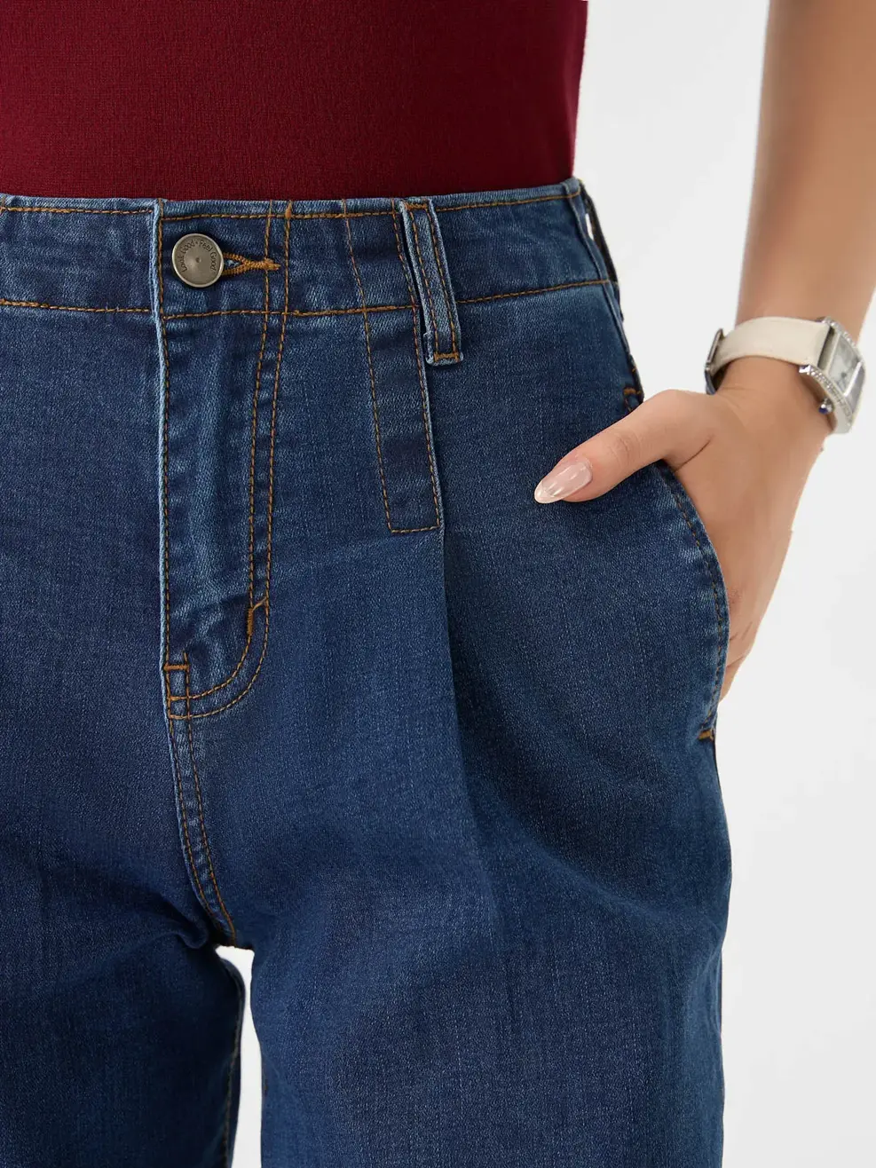 Quần Jeans Baggy Cạp Liền Co Giãn (QJN3076) - Màu chàm 001 - 25