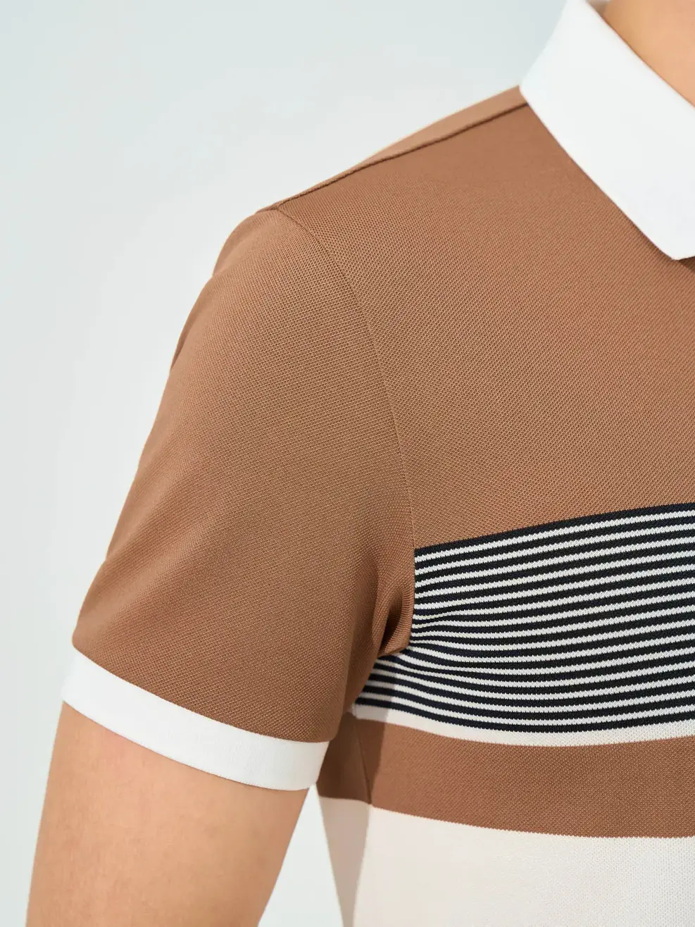 Áo Polo Nam Pha Phối Kẻ - Kẻ Nâu 191 - M