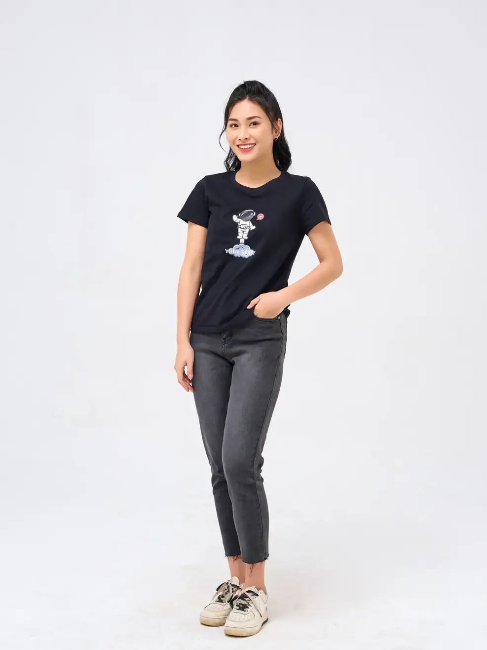 Áo thun nữ set bộ YODY SPACE - Đen - M