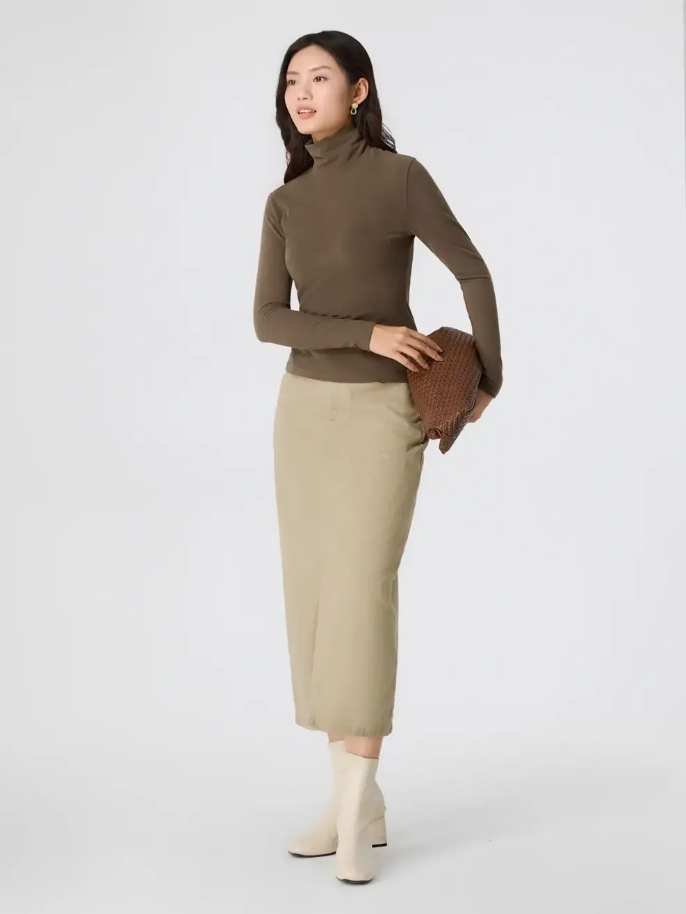 Áo Body Giữ Nhiệt Cổ Lọ - Nâu 123 - S