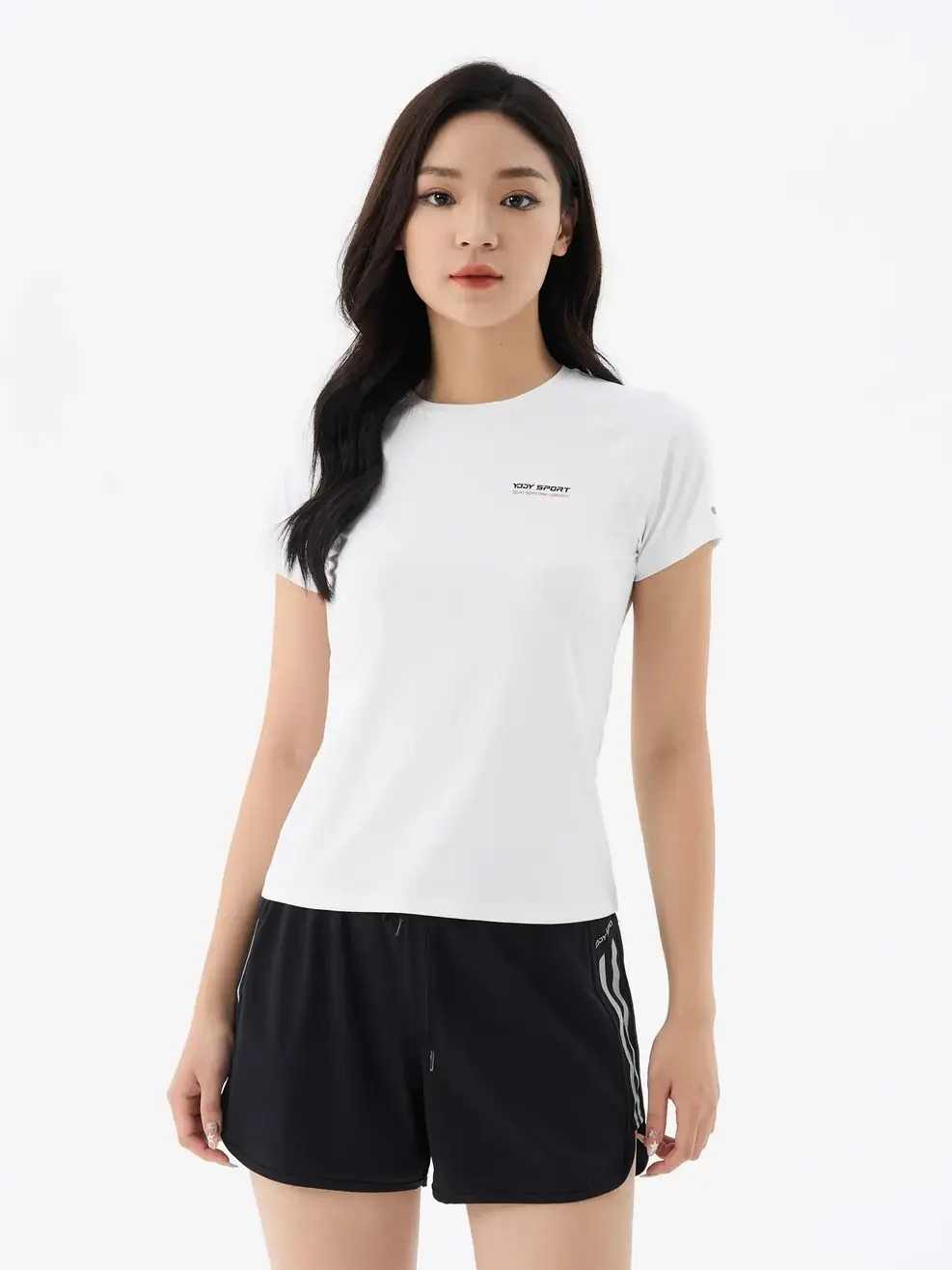 T-shirt Thể Thao Nữ Dáng Ôm Tay Raglan Phối - Trắng - S