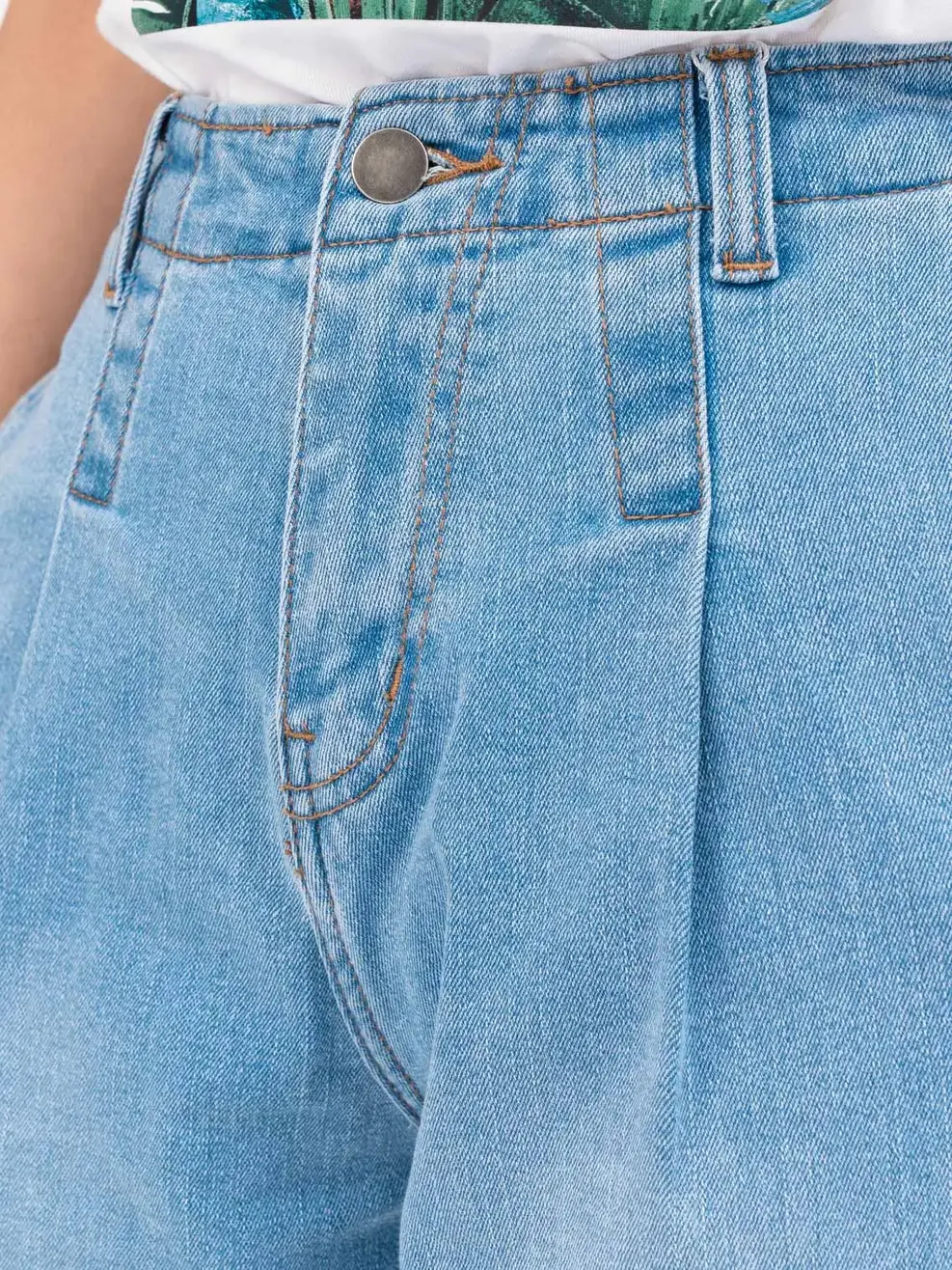 Jean nữ baggy cạp liền co giãn - Xanh nhạt - 31