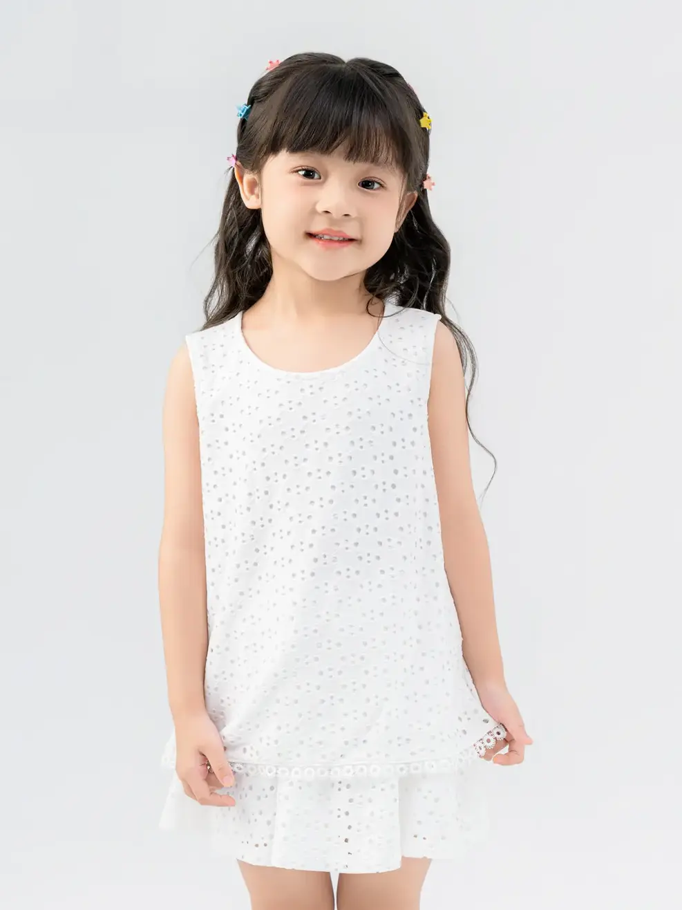 Bộ Đồ Trẻ Em Ba Lỗ Kẹp Ren - Trắng - 2