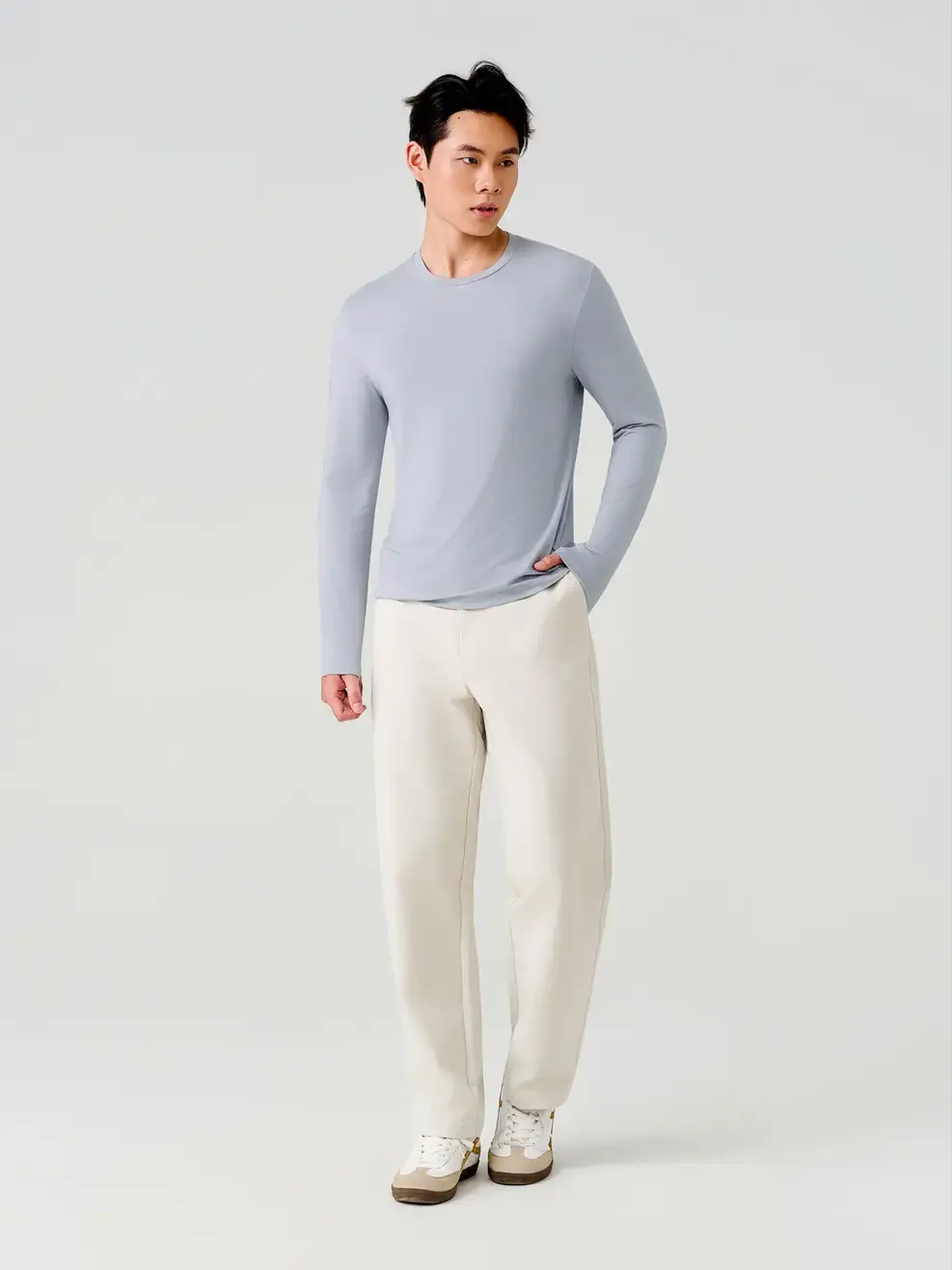 Áo Phông Nam Dài Tay Cổ Tròn Tfs - Xám 004 - M