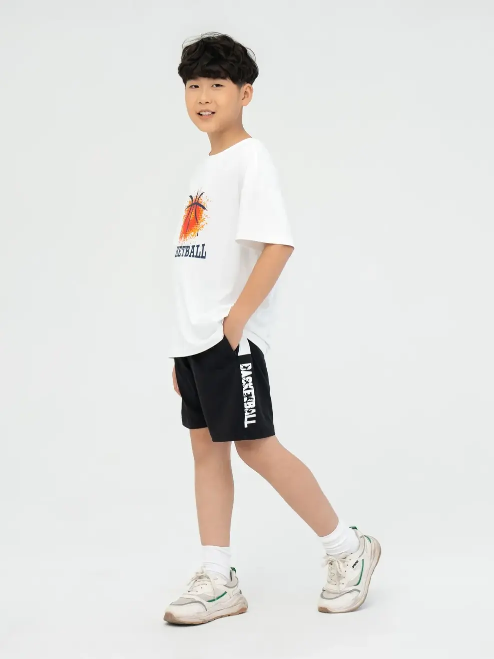 Bộ Đồ Trẻ Em In Basketball - Trắng đen - 8