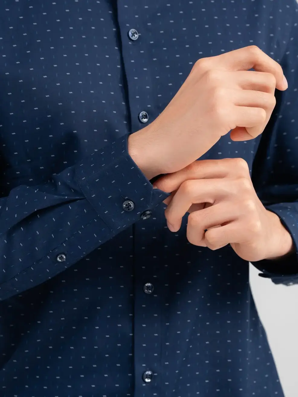 Sơ Mi Dài Tay Nam Họa Tiết Nhí - Xanh than - M