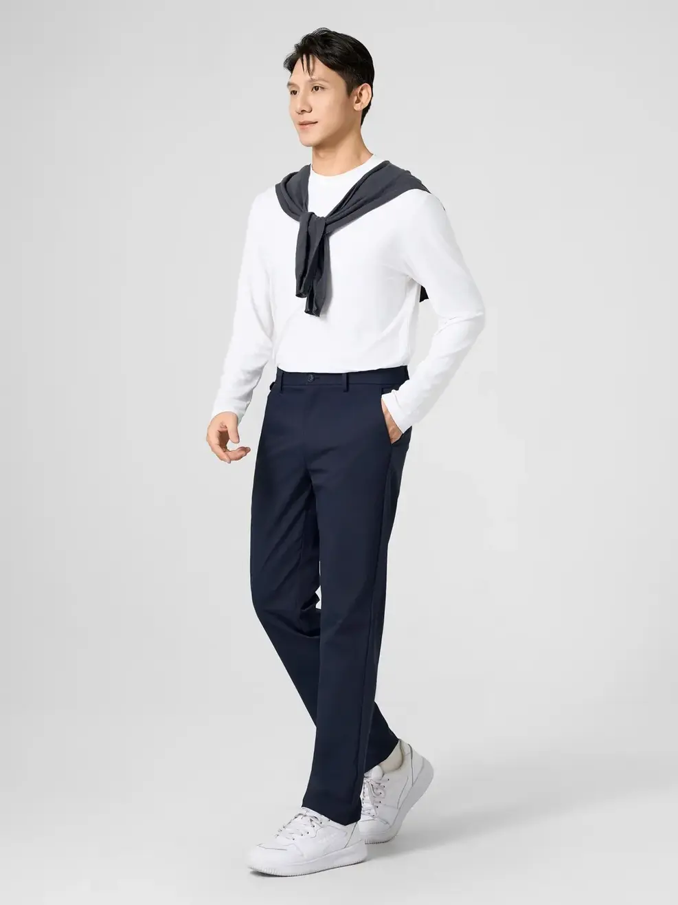 Quần Kaki Nam Phối Túi Sườn - Tím than - 29
