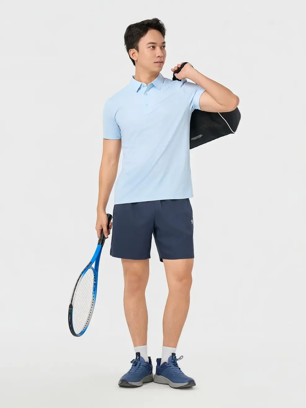 Áo Polo Thể Thao Nam Họa Tiết In Tay - Xanh Da Trời 084 - 3XL