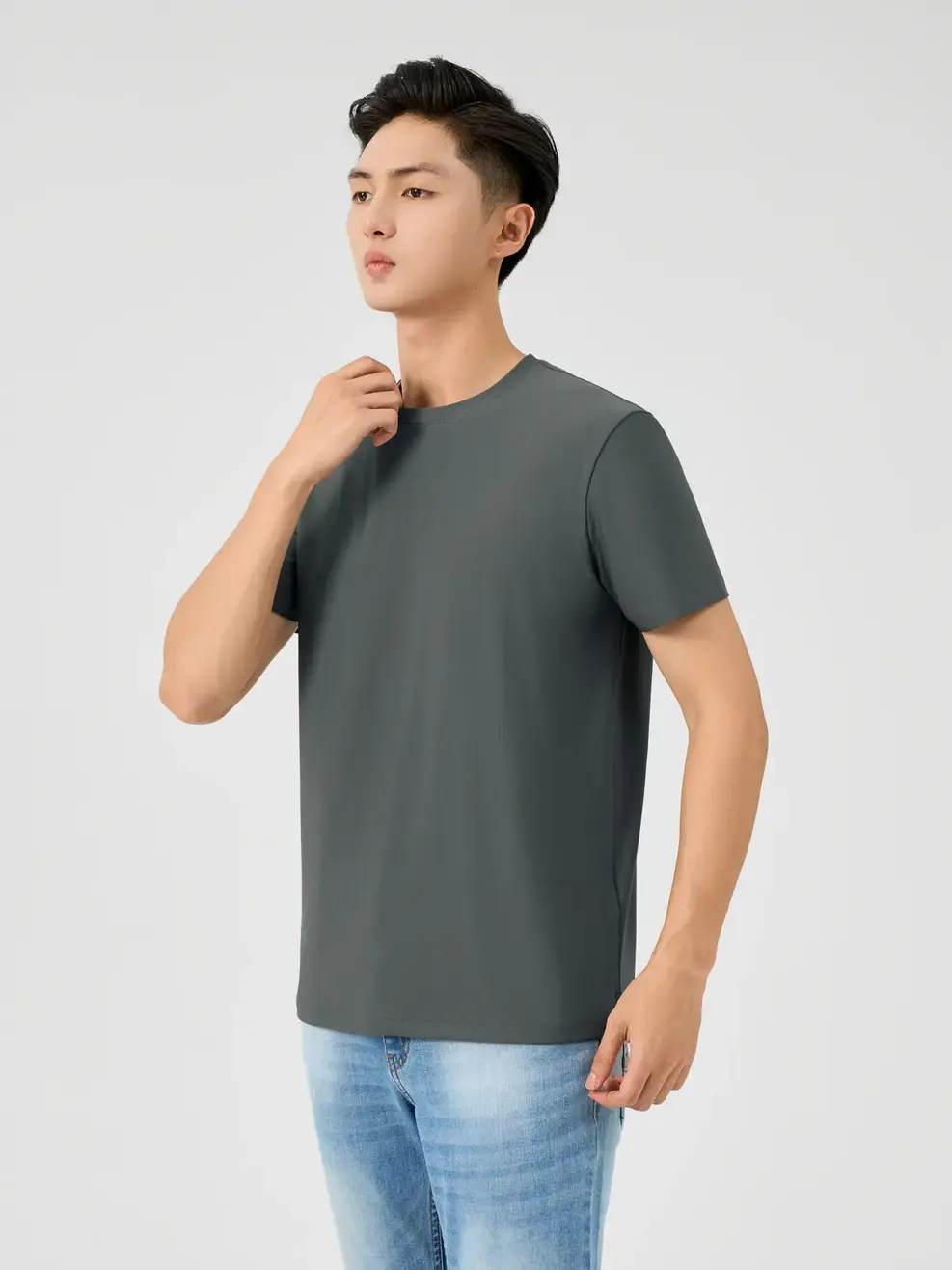 T-shirt Nam Thể Thao Quốc Dân Thoáng Khí - Ghi Đậm - M