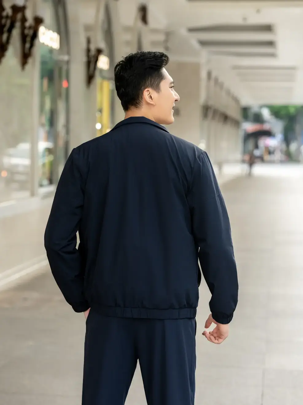 Bộ đồ thể thao nam gió cổ dựng - Navy - L