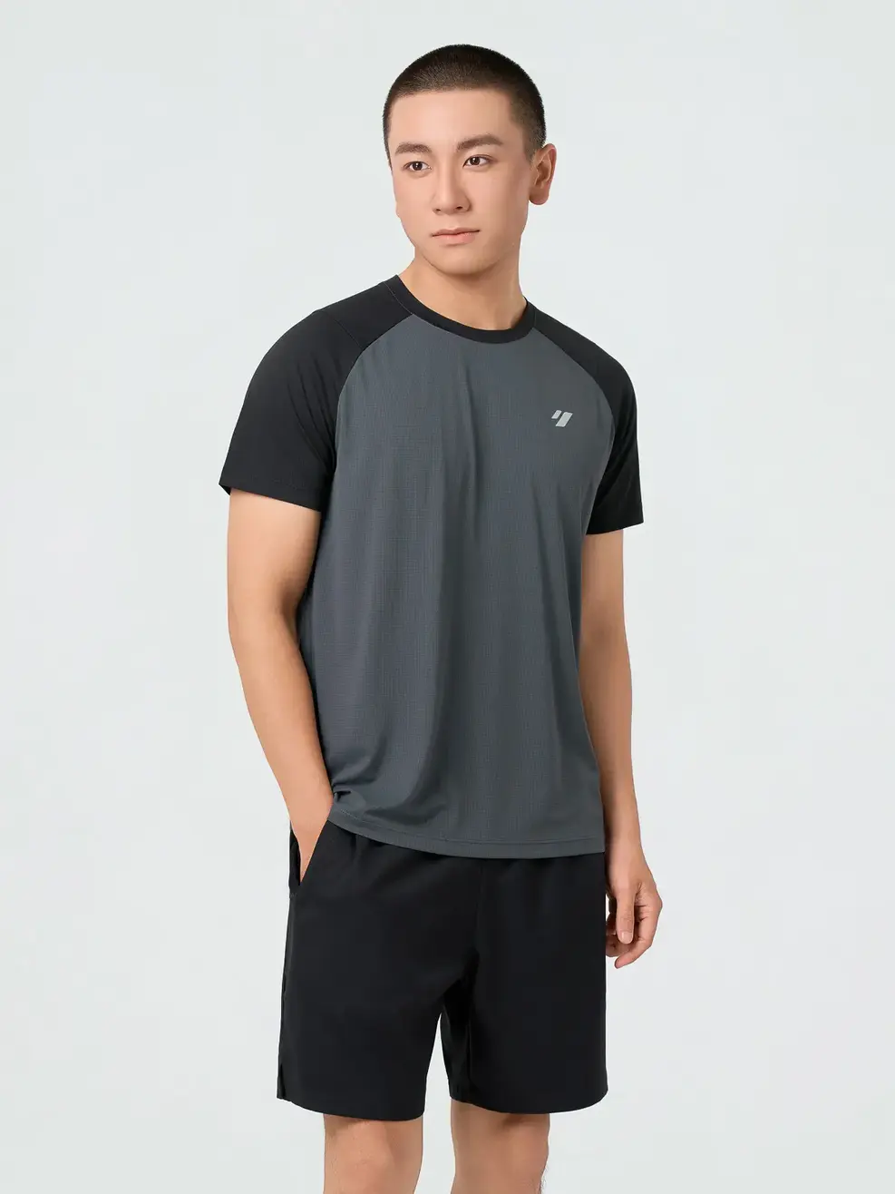 Áo Phông Thể Thao Tay Raglan Phối Màu - Than chì 002 - M
