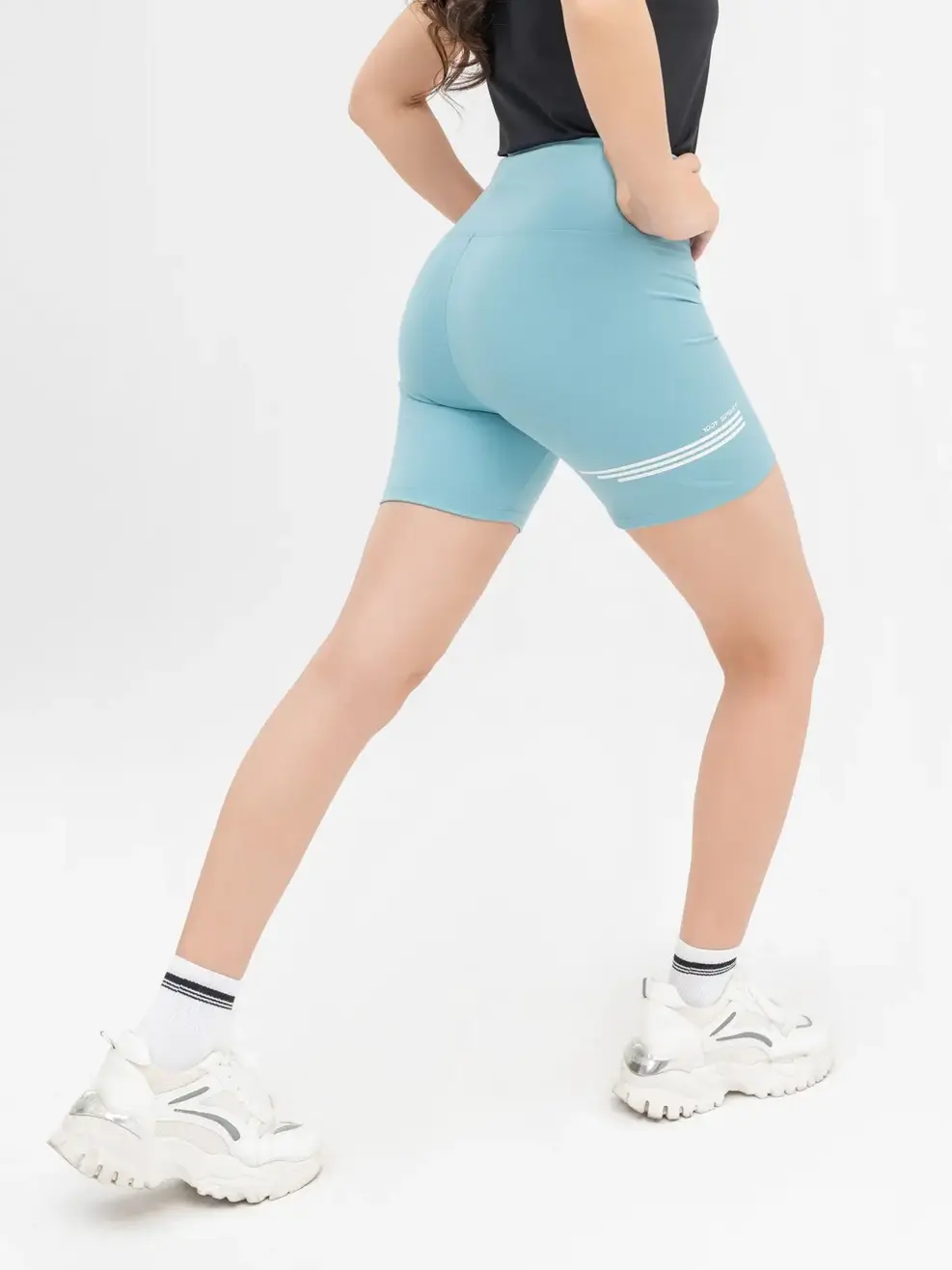 Quần Thể Thao Nữ In Kẻ Ngang - Xanh ngọc - S