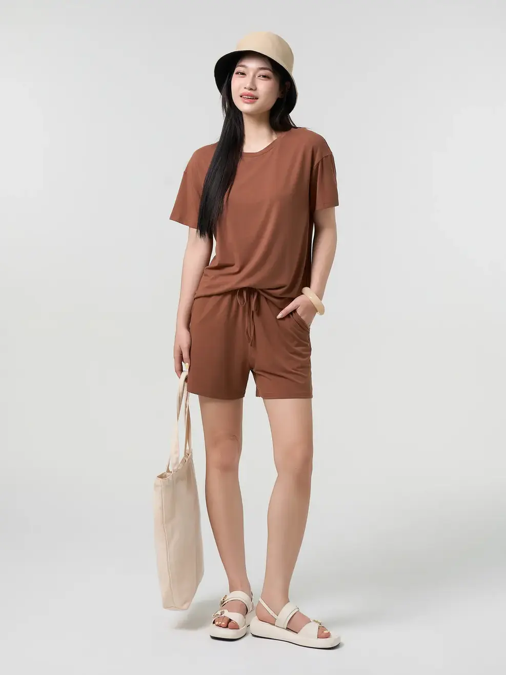Bộ Đồ Nữ Mặc Nhà Mềm Mại - Nâu 163 - S