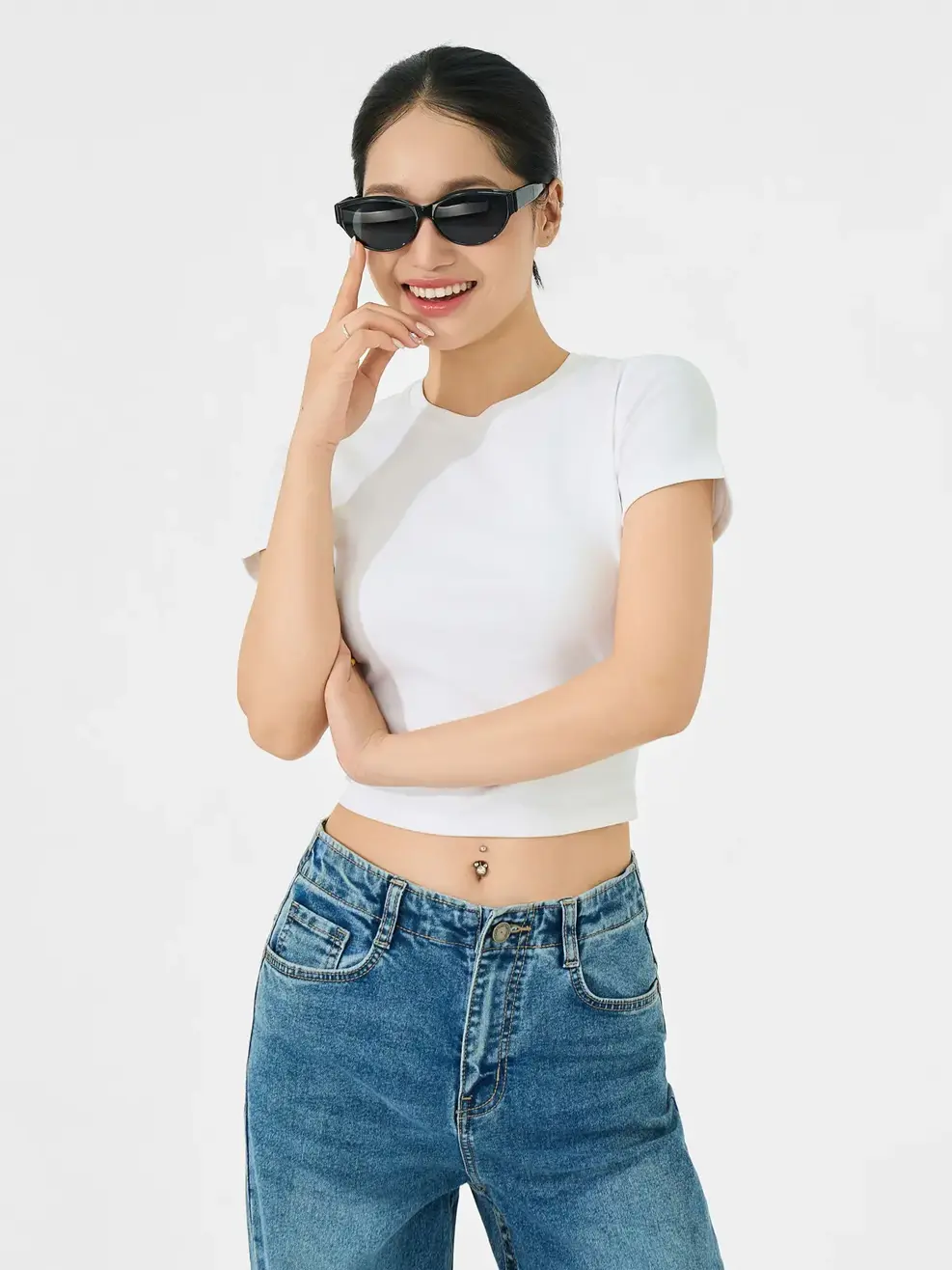 Áo Phông Nữ Crop top Thun Rib - Trắng 001 - S