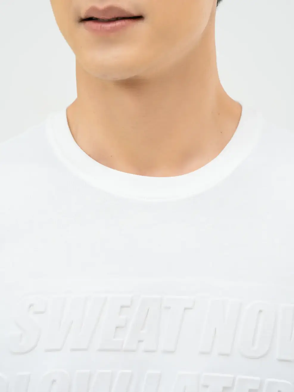 T-shirt Nam Dập Chữ Nổi Cotton Usa - Trắng 1 - M