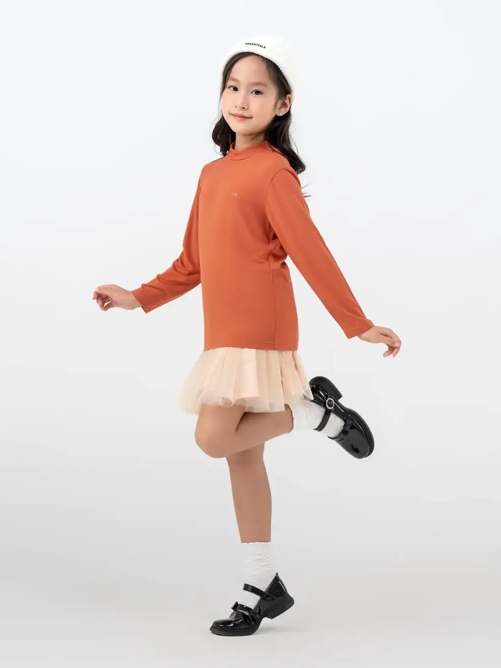 Áo Thun Trẻ Em Giữ Nhiệt Cổ 3cm - Cam - 2