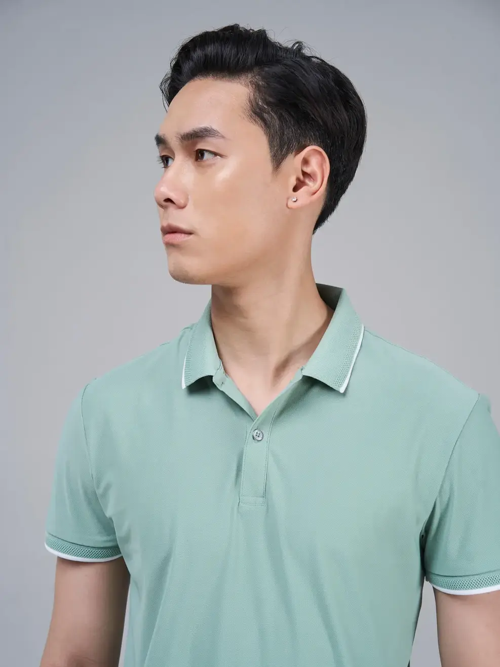 Áo Polo nam Airycool bo quả trám - Xanh mint - 4XL