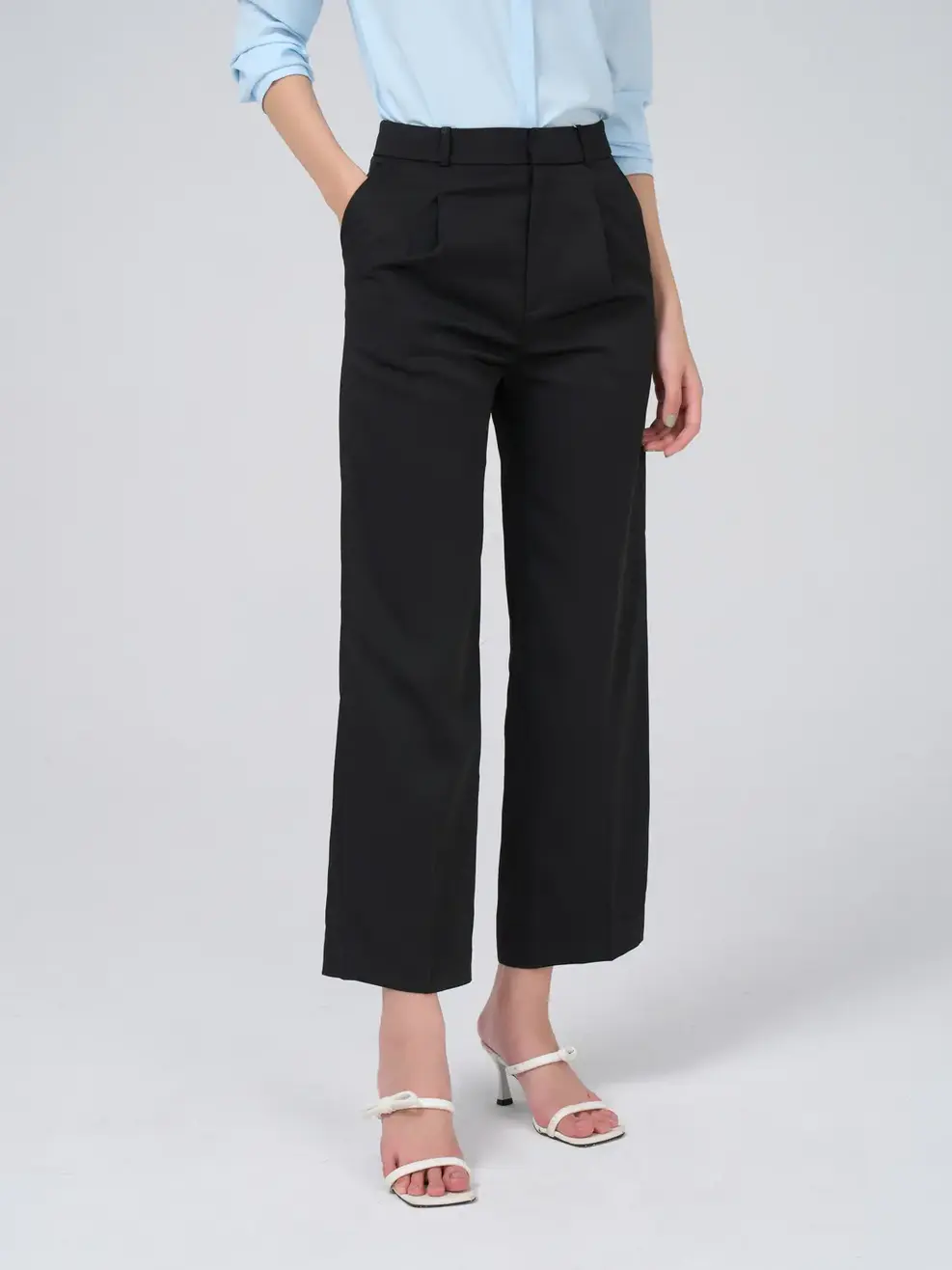 Quần suông đứng mềm nhẹ - Đen - 2XL