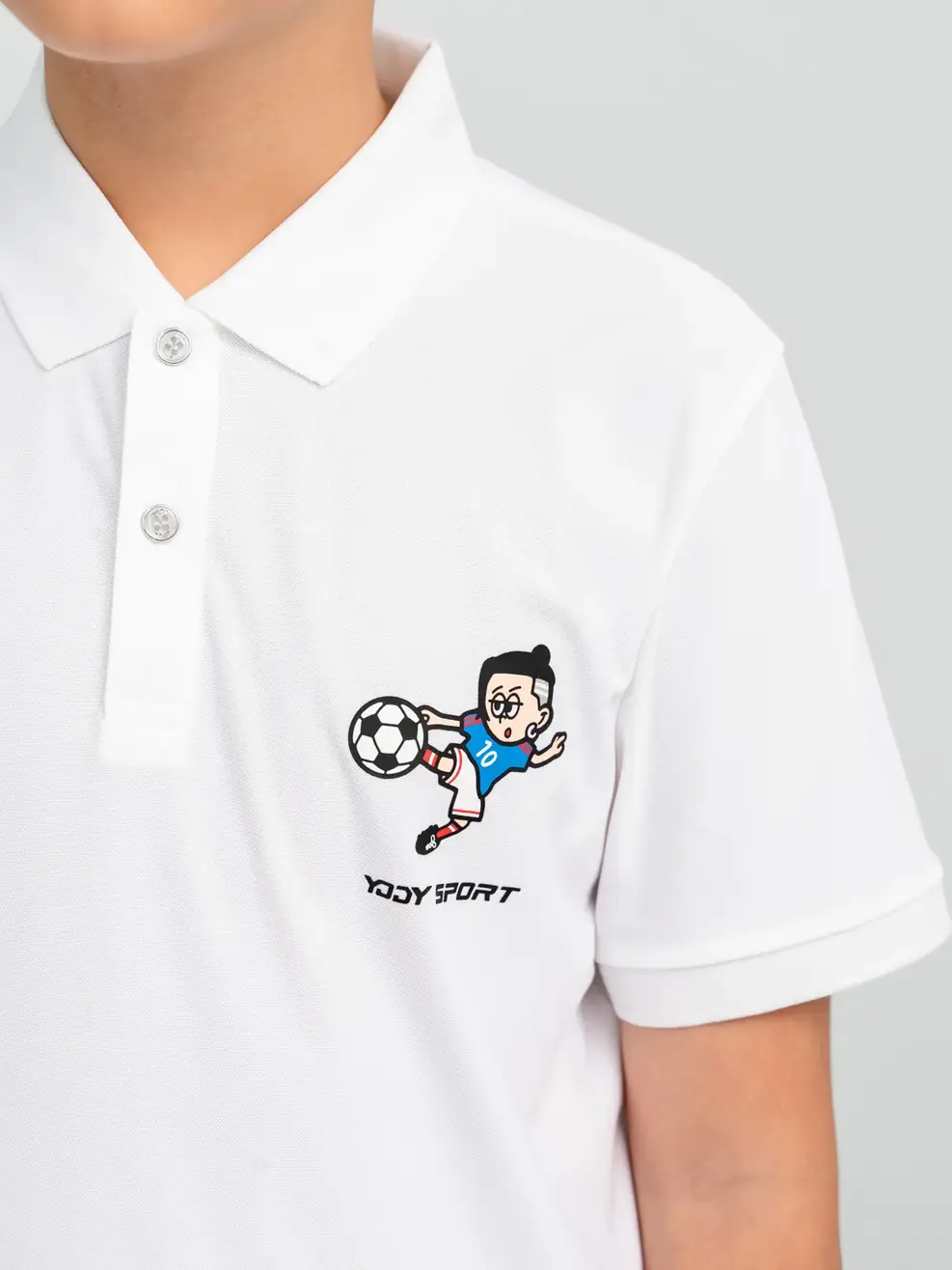 Áo Polo Thể Thao Trẻ Em In Cậu Bé Đá Bóng - Trắng - 8