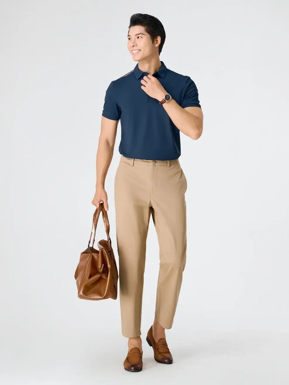 Áo Polo Thể Thao Waffle In Vai - Navy 005 - S